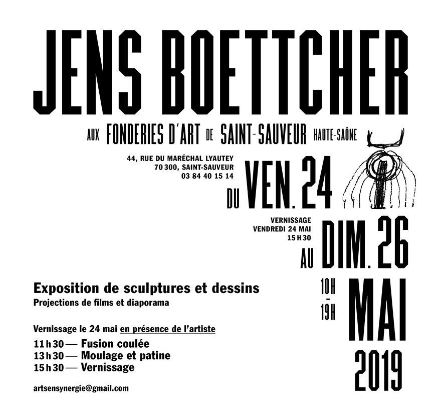 Jens BOETTCHER aux Fonderies d’Art de Saint-Sauveur – du 24 au 26 mai 2019